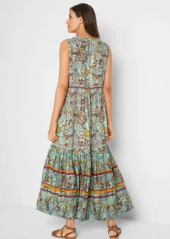 Vestido largo con estampado de cenefas Mujer Vestidos