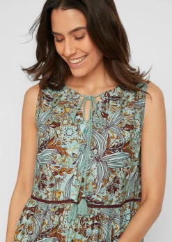 Vestido largo con estampado de cenefas Mujer Vestidos