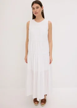Clearance Vestido largo de algodón con fruncidos Mujer Vestidos