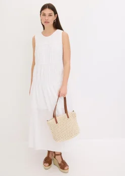 Clearance Vestido largo de algodón con fruncidos Mujer Vestidos