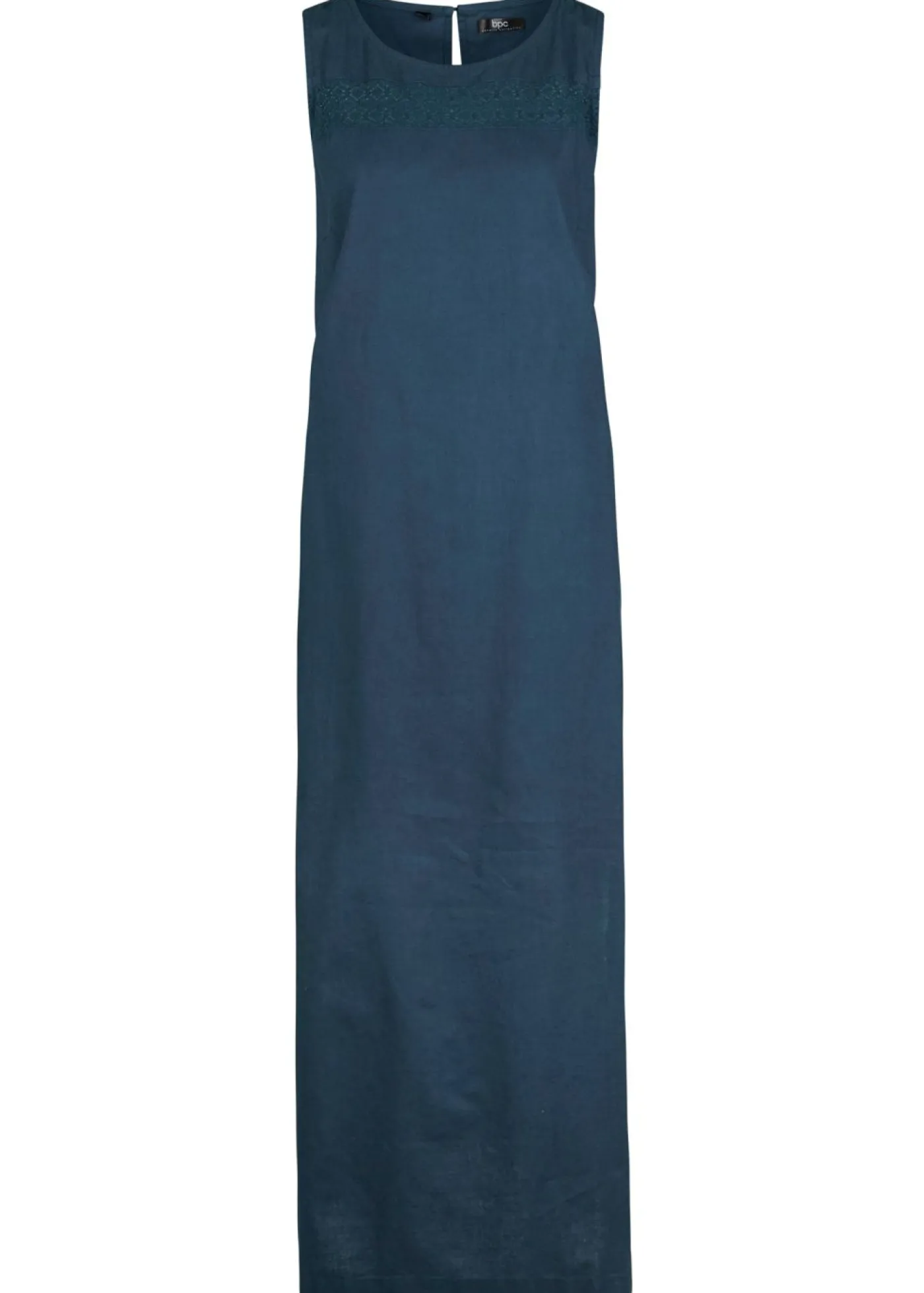Sale Vestido largo de lino con motivo perforado en el escote y abertura lateral Mujer Vestidos