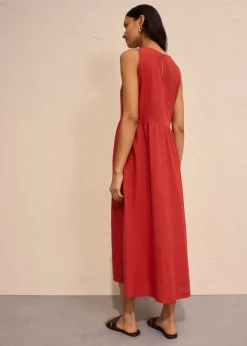 Discount Vestido largo de mezcla ligera de lino y viscosa Mujer Esenciales|Vestidos