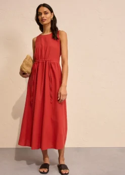 Discount Vestido largo de mezcla ligera de lino y viscosa Mujer Esenciales|Vestidos