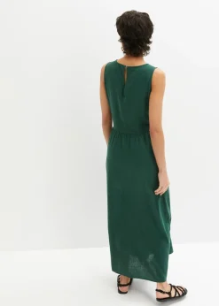 Online Vestido largo de mezcla ligera de lino y viscosa Mujer Esenciales|Vestidos