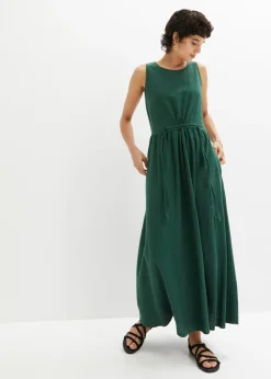 Online Vestido largo de mezcla ligera de lino y viscosa Mujer Esenciales|Vestidos