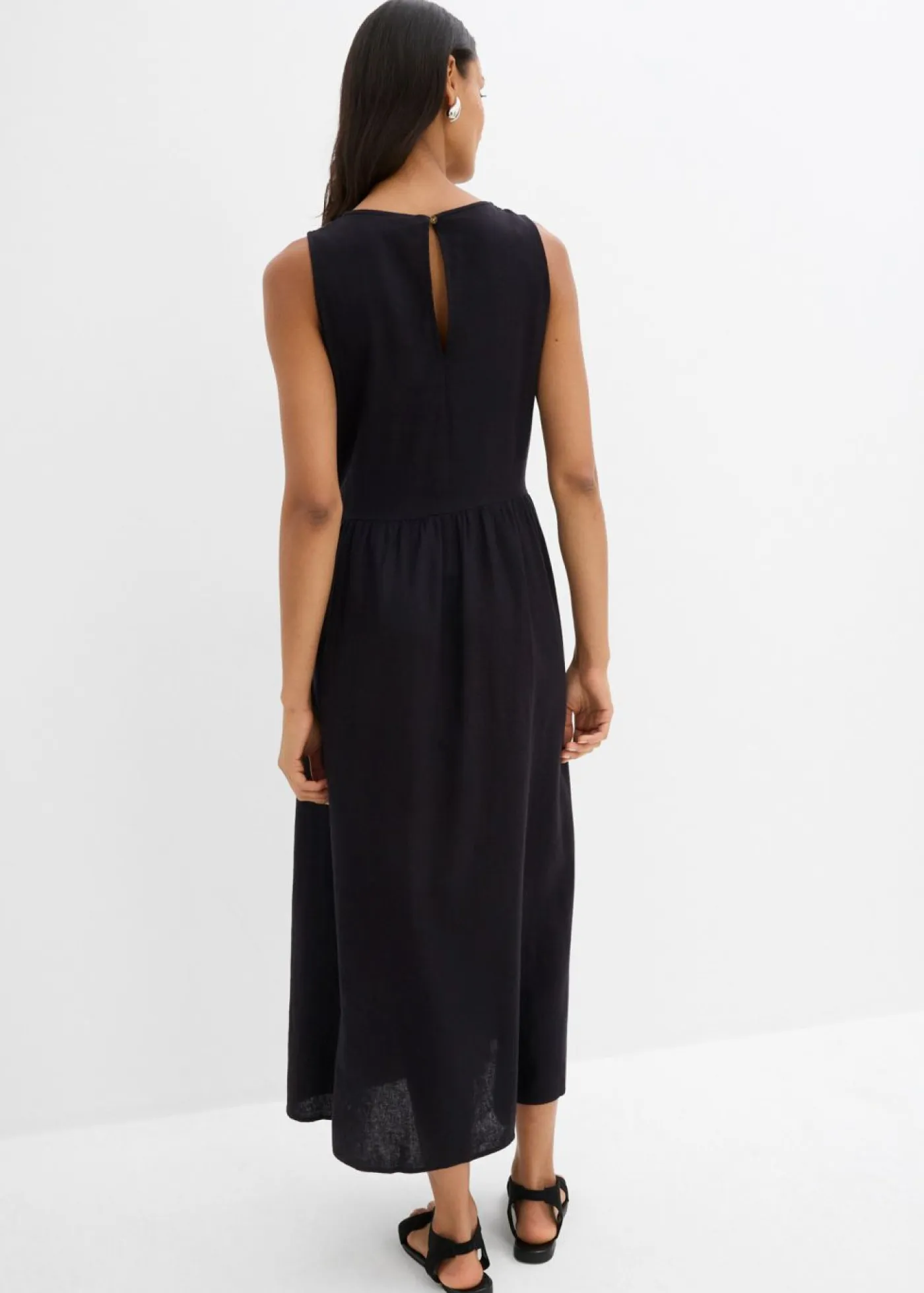 Discount Vestido largo de mezcla ligera de lino y viscosa Mujer Esenciales|Vestidos