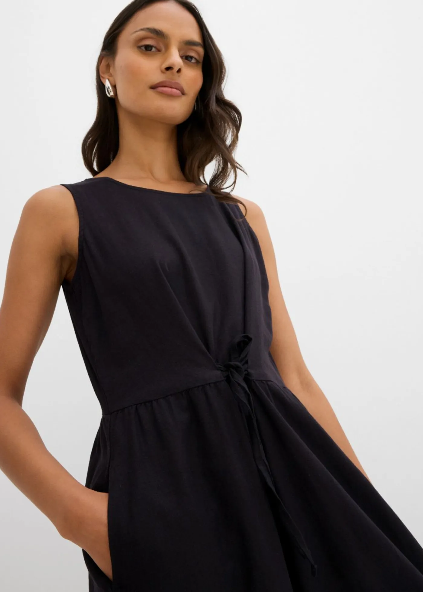 Discount Vestido largo de mezcla ligera de lino y viscosa Mujer Esenciales|Vestidos