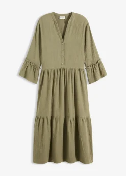 Outlet Vestido largo de muselina suave Mujer Tallas Pequeñas