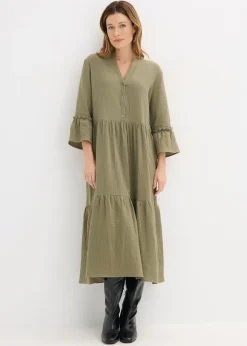 Outlet Vestido largo de muselina suave Mujer Tallas Pequeñas