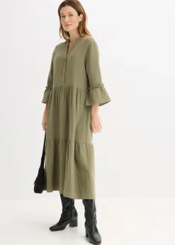 Outlet Vestido largo de muselina suave Mujer Tallas Pequeñas