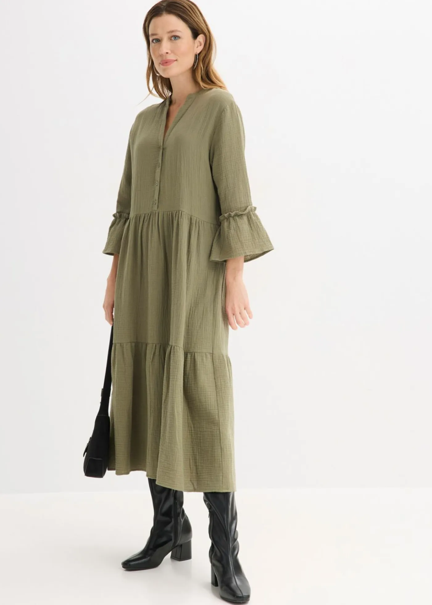 Outlet Vestido largo de muselina suave Mujer Tallas Pequeñas
