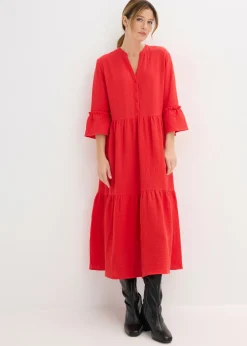 Outlet Vestido largo de muselina suave Mujer Vestidos|Novedades