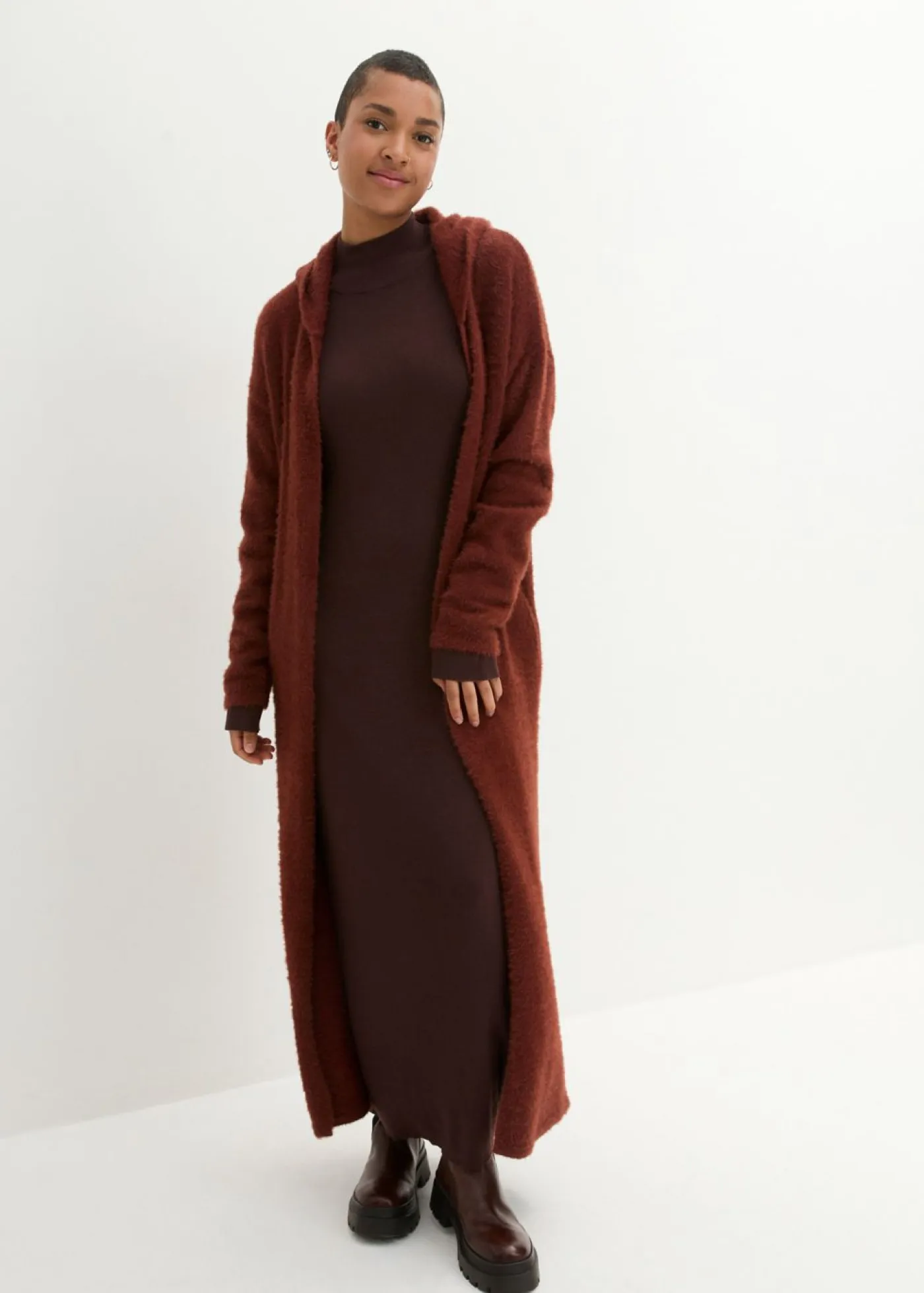 Sale Vestido largo de punto fino de mezcla de viscosa fluida Mujer Vestidos|Ropa De Punto
