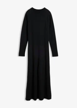 Vestido largo de punto fino con cachemir Mujer Esenciales|Vestidos