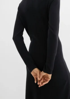 Vestido largo de punto fino con cachemir Mujer Esenciales|Vestidos