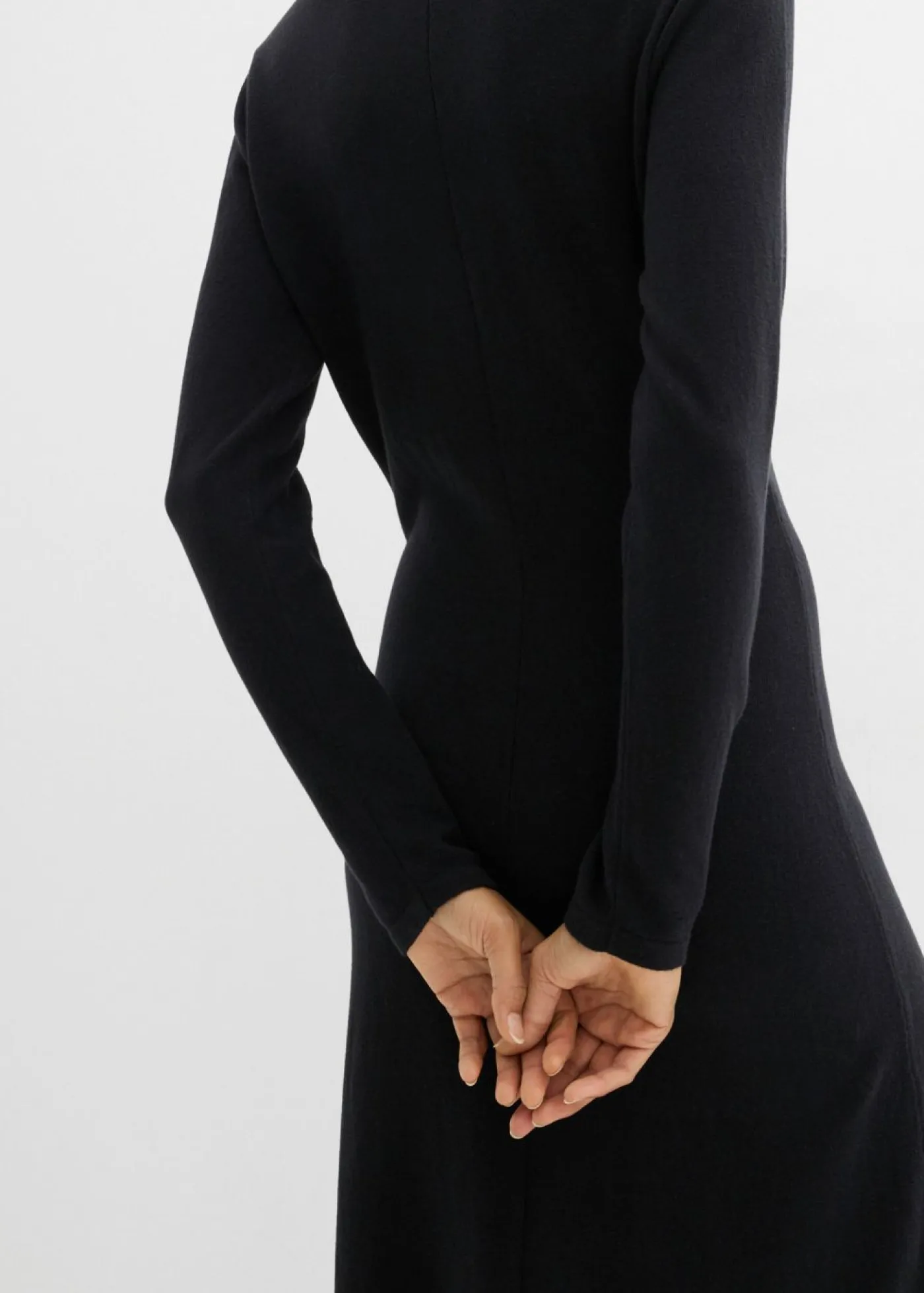 Vestido largo de punto fino con cachemir Mujer Esenciales|Vestidos