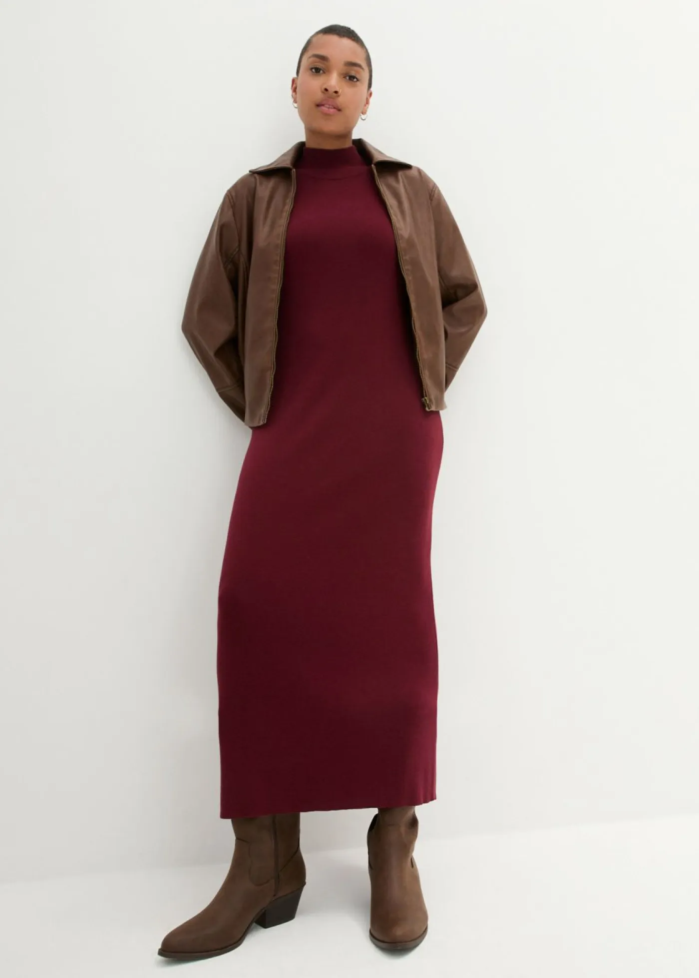 Best Vestido largo de punto fino de mezcla de viscosa fluida Mujer Vestidos|Ropa De Punto