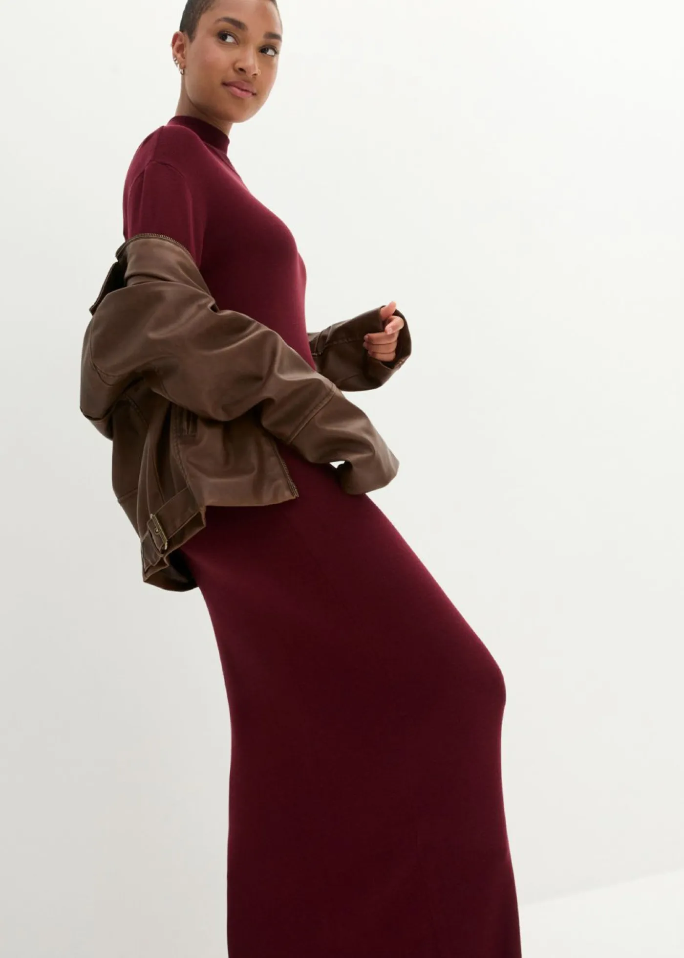 Best Vestido largo de punto fino de mezcla de viscosa fluida Mujer Vestidos|Ropa De Punto