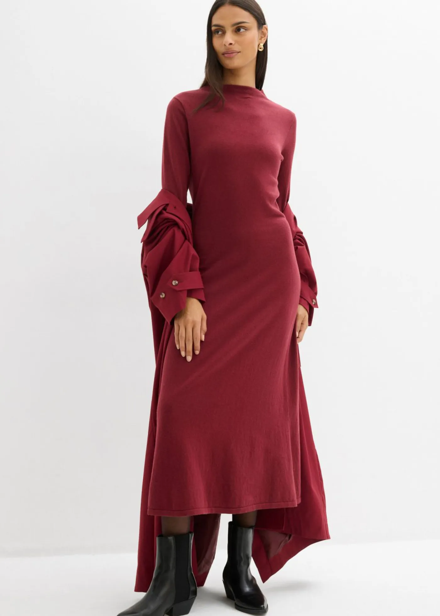Sale Vestido largo de punto fino con cachemir Mujer Esenciales|Vestidos