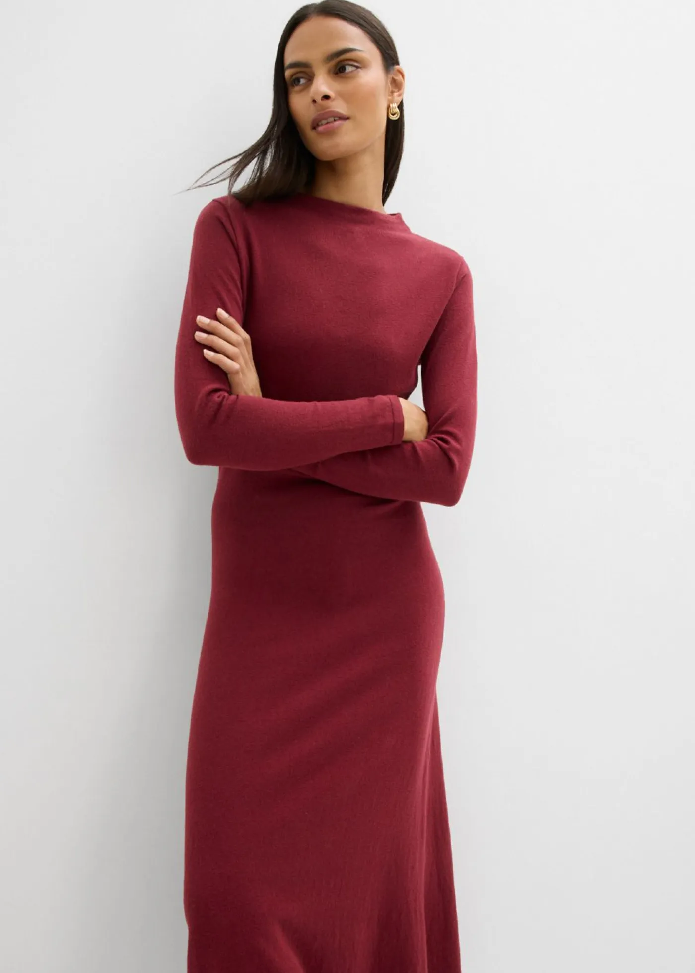 Sale Vestido largo de punto fino con cachemir Mujer Esenciales|Vestidos
