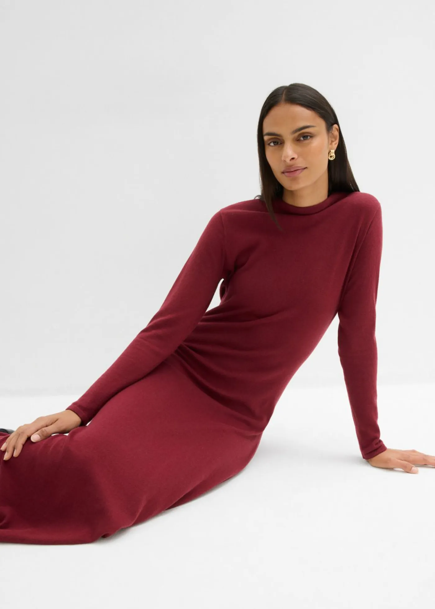 Sale Vestido largo de punto fino con cachemir Mujer Esenciales|Vestidos