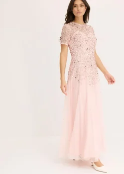 Online Vestido largo de tul delicado con bordado de lentejuelas Mujer Vestidos|Tallas Pequeñas