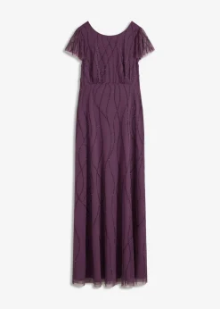 Outlet Vestido largo de tul delicado con bordado de perlas Mujer Vestidos|Novedades