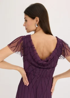 Outlet Vestido largo de tul delicado con bordado de perlas Mujer Vestidos|Novedades