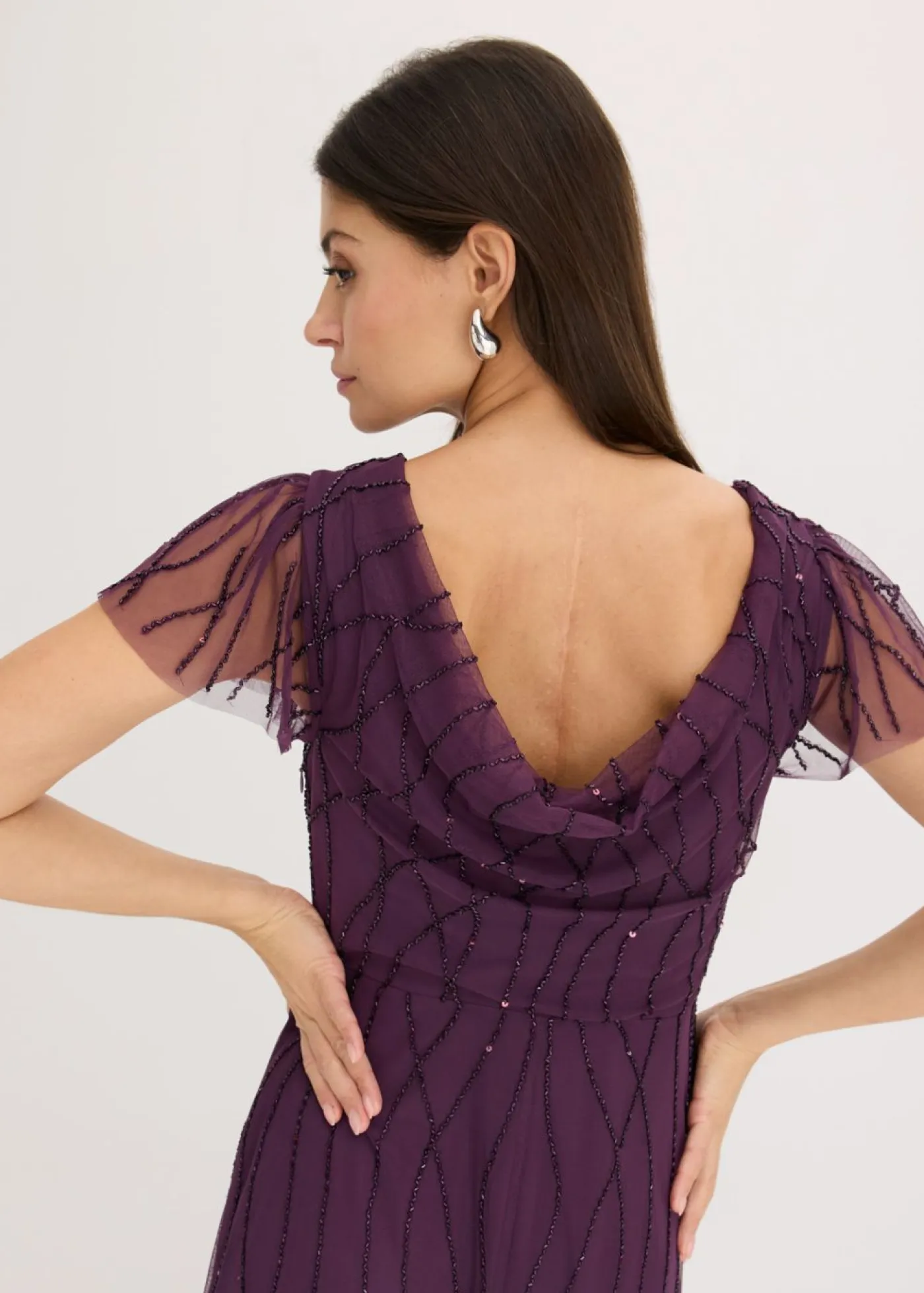 Outlet Vestido largo de tul delicado con bordado de perlas Mujer Vestidos|Novedades