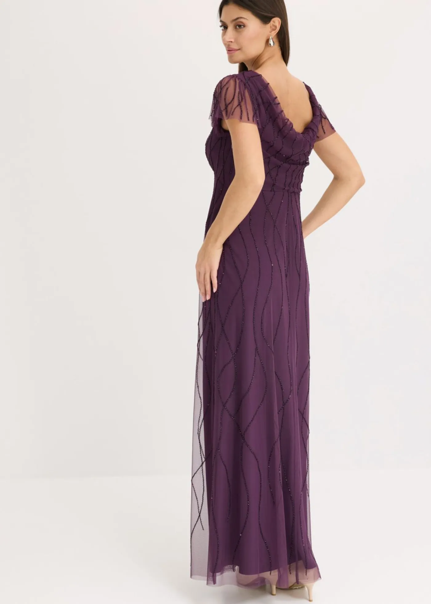 Best Vestido largo de tul delicado con bordado de perlas Mujer Tallas Pequeñas