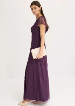 Best Vestido largo de tul delicado con bordado de perlas Mujer Tallas Pequeñas