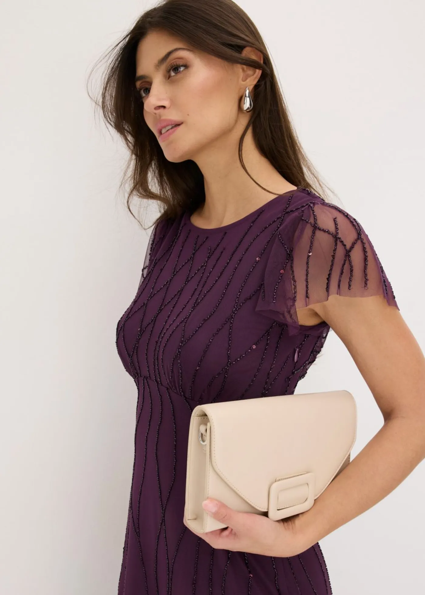 Best Vestido largo de tul delicado con bordado de perlas Mujer Tallas Pequeñas
