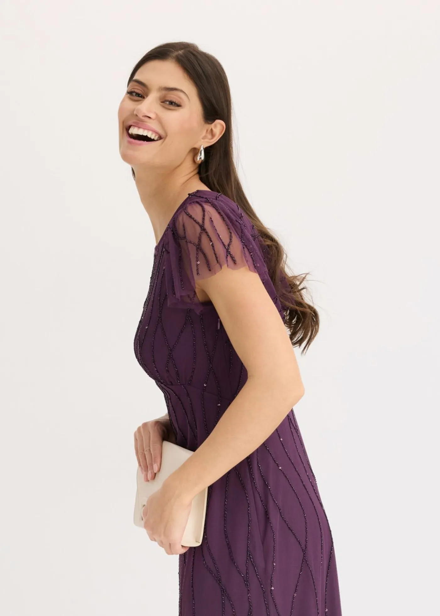 Best Vestido largo de tul delicado con bordado de perlas Mujer Tallas Pequeñas