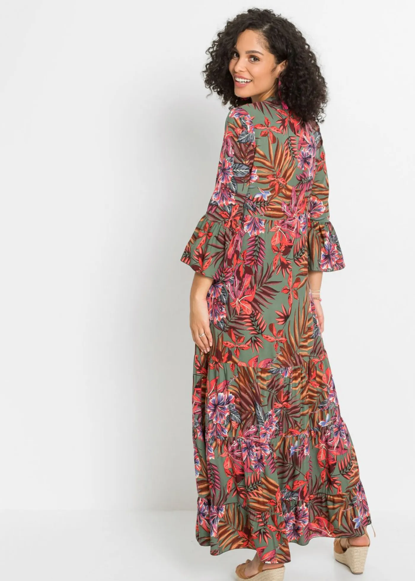 Sale Vestido largo de viscosa fluida Mujer Vestidos|Novedades