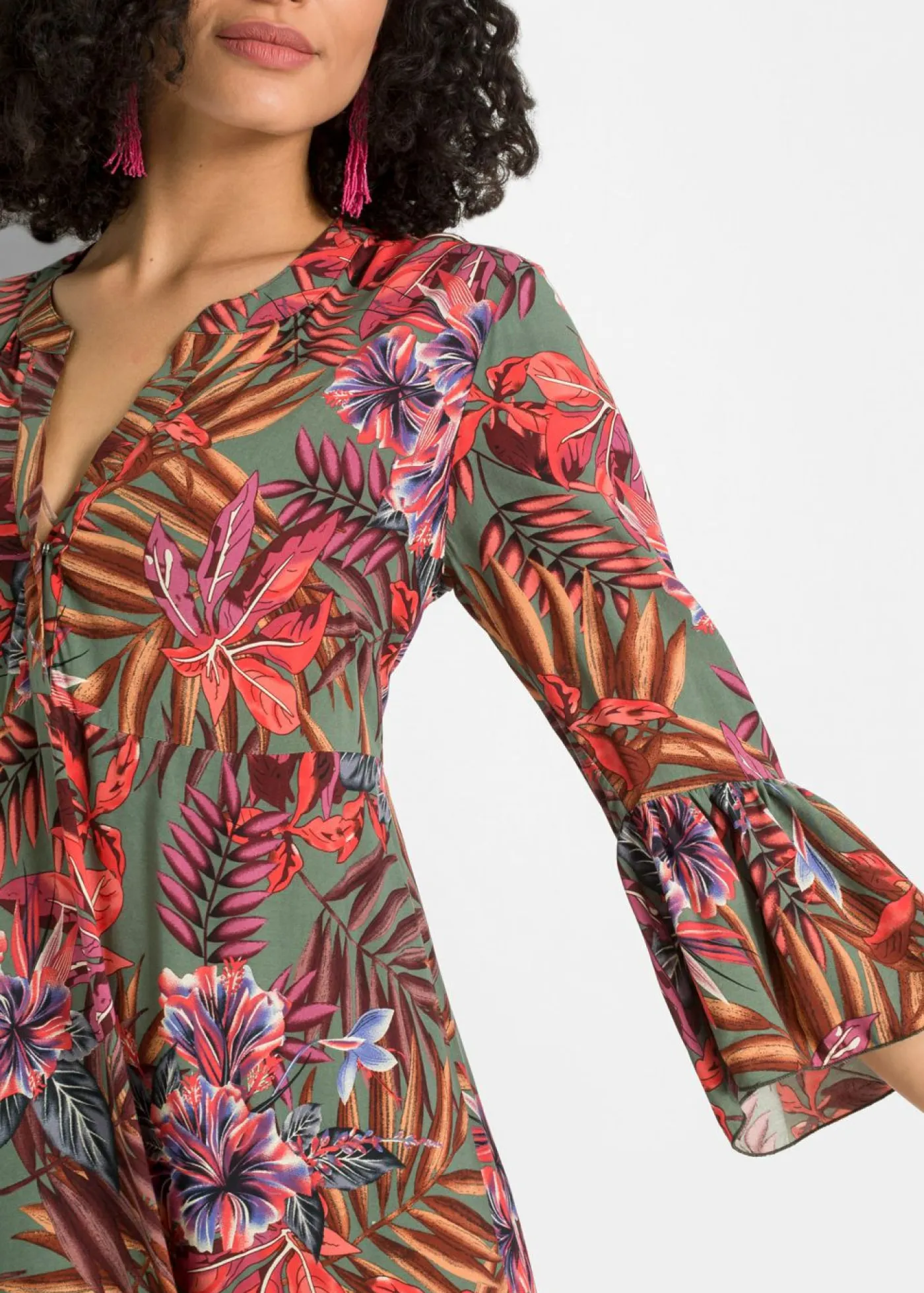 Sale Vestido largo de viscosa fluida Mujer Vestidos|Novedades