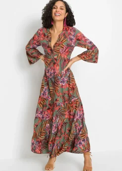 Vestido largo de viscosa fluida Mujer Vestidos|Novedades