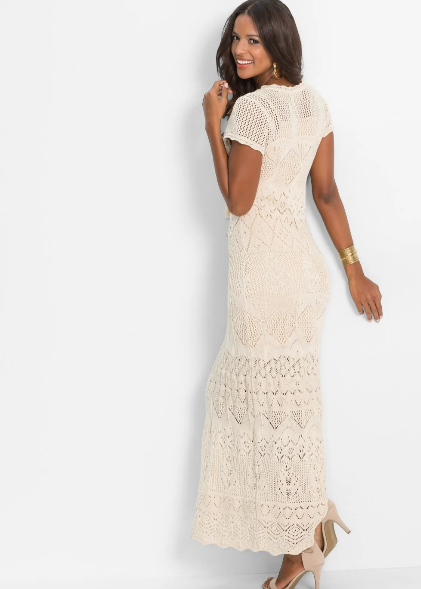 Online Vestido maxi de croché Mujer Vestidos|Ropa De Punto