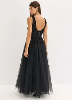 Vestido maxi de tul fino con bordado de lentejuelas Mujer Vestidos|Ropa Elegante
