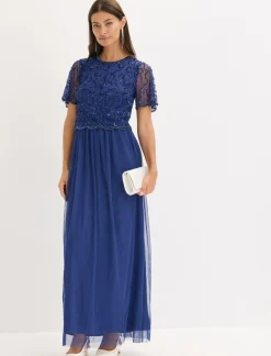 Clearance Vestido maxi de tul fino con bordado de lentejuelas Mujer Vestidos|Novedades