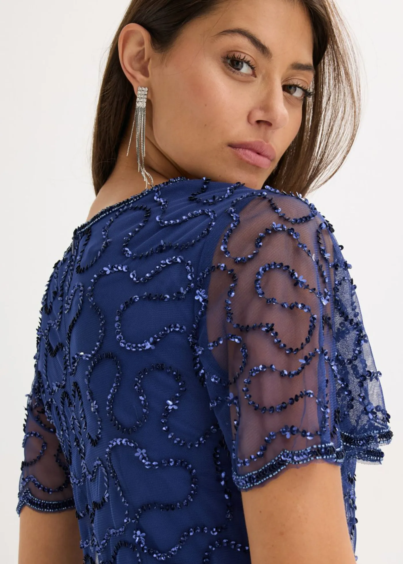 Clearance Vestido maxi de tul fino con bordado de lentejuelas Mujer Vestidos|Novedades
