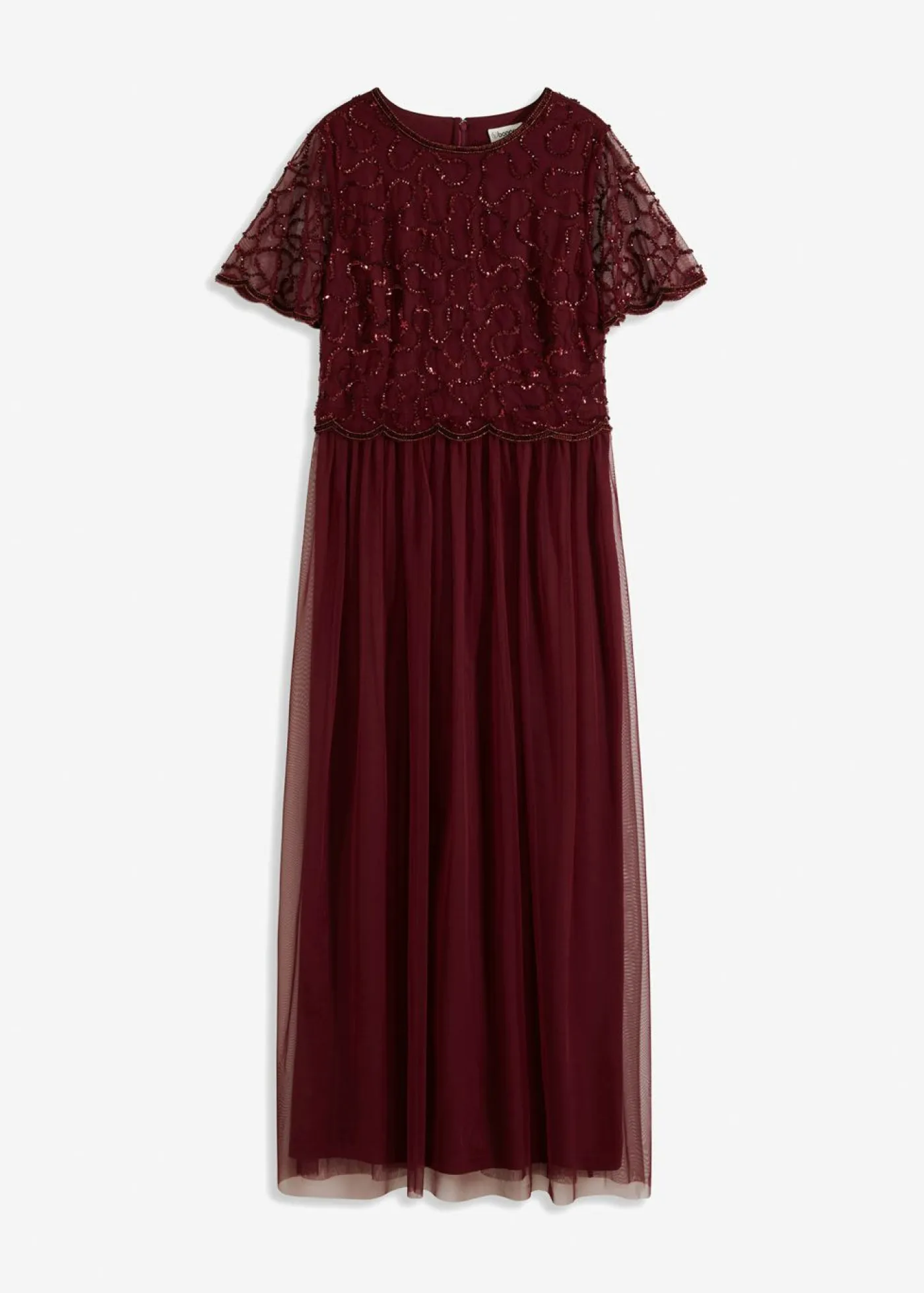 Outlet Vestido maxi de tul fino con bordado de lentejuelas Mujer Vestidos|Novedades