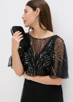Discount Vestido maxi de tul fino con bordado de lentejuelas Mujer Vestidos|Tallas Pequeñas