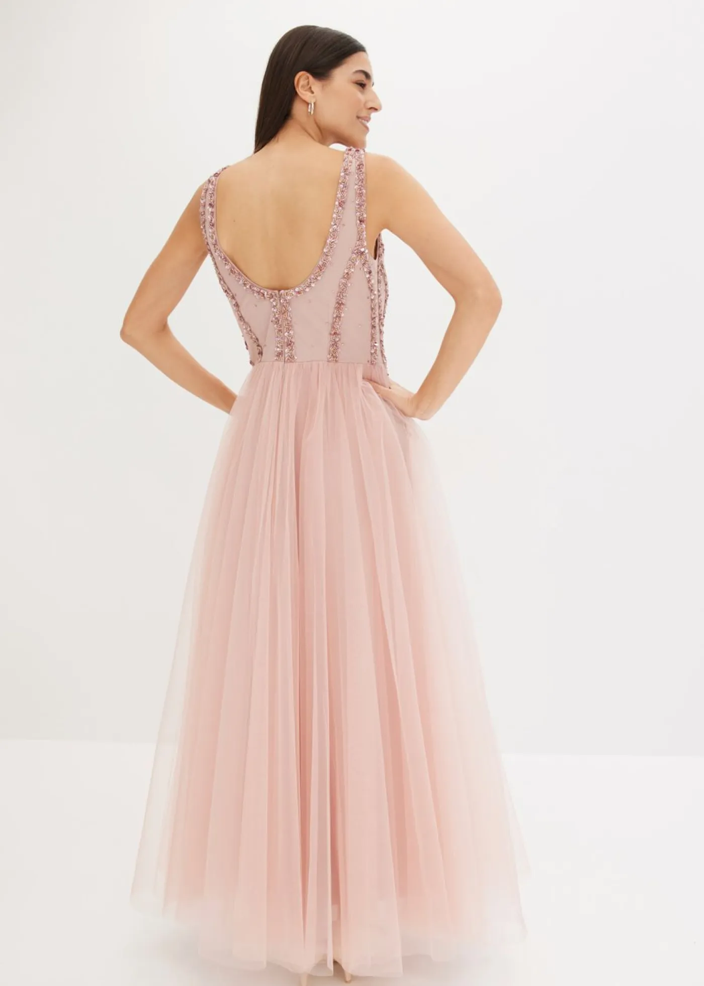 Vestido maxi de tul fino con bordado de lentejuelas Mujer Vestidos|Ropa Elegante