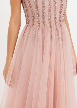 Vestido maxi de tul fino con bordado de lentejuelas Mujer Vestidos|Ropa Elegante
