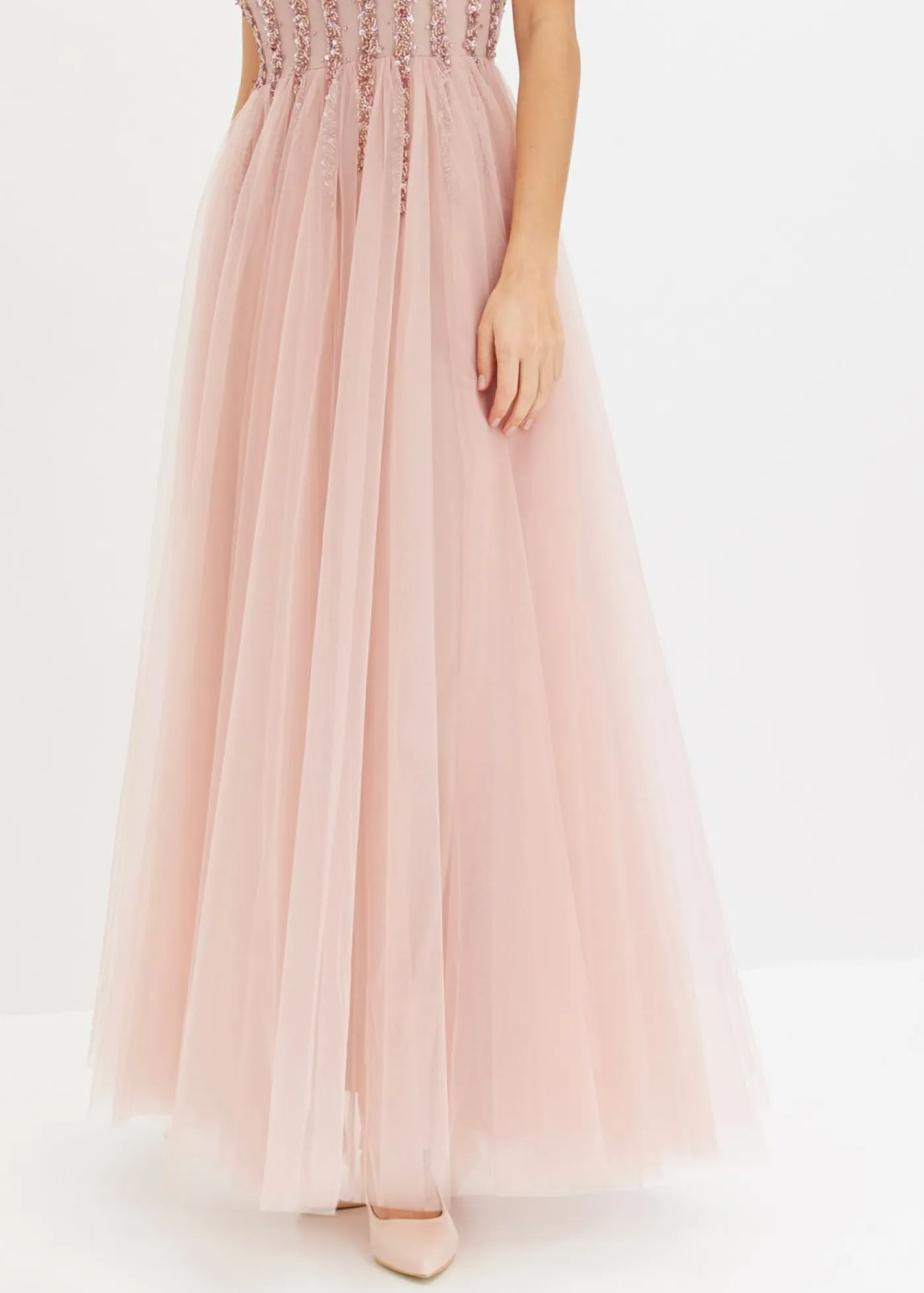 Vestido maxi de tul fino con bordado de lentejuelas Mujer Vestidos|Ropa Elegante