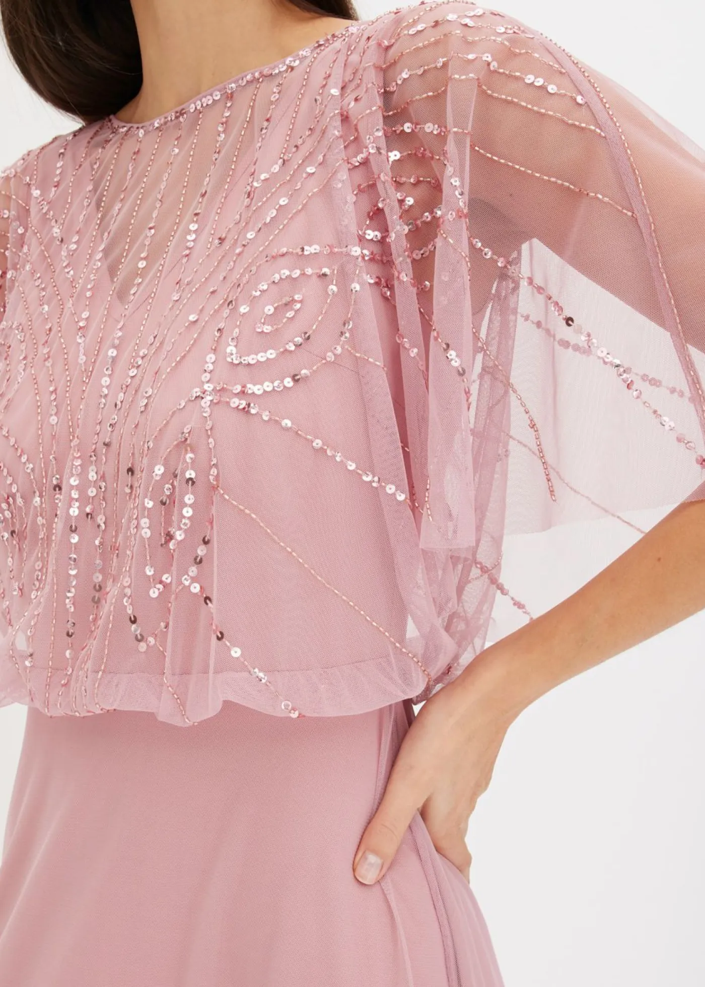 Online Vestido maxi de tul fino con bordado de lentejuelas Mujer Vestidos|Tallas Pequeñas