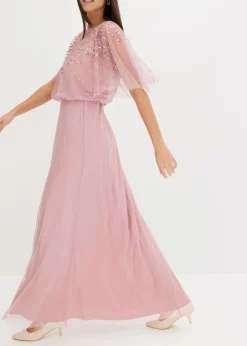 Online Vestido maxi de tul fino con bordado de lentejuelas Mujer Vestidos|Tallas Pequeñas