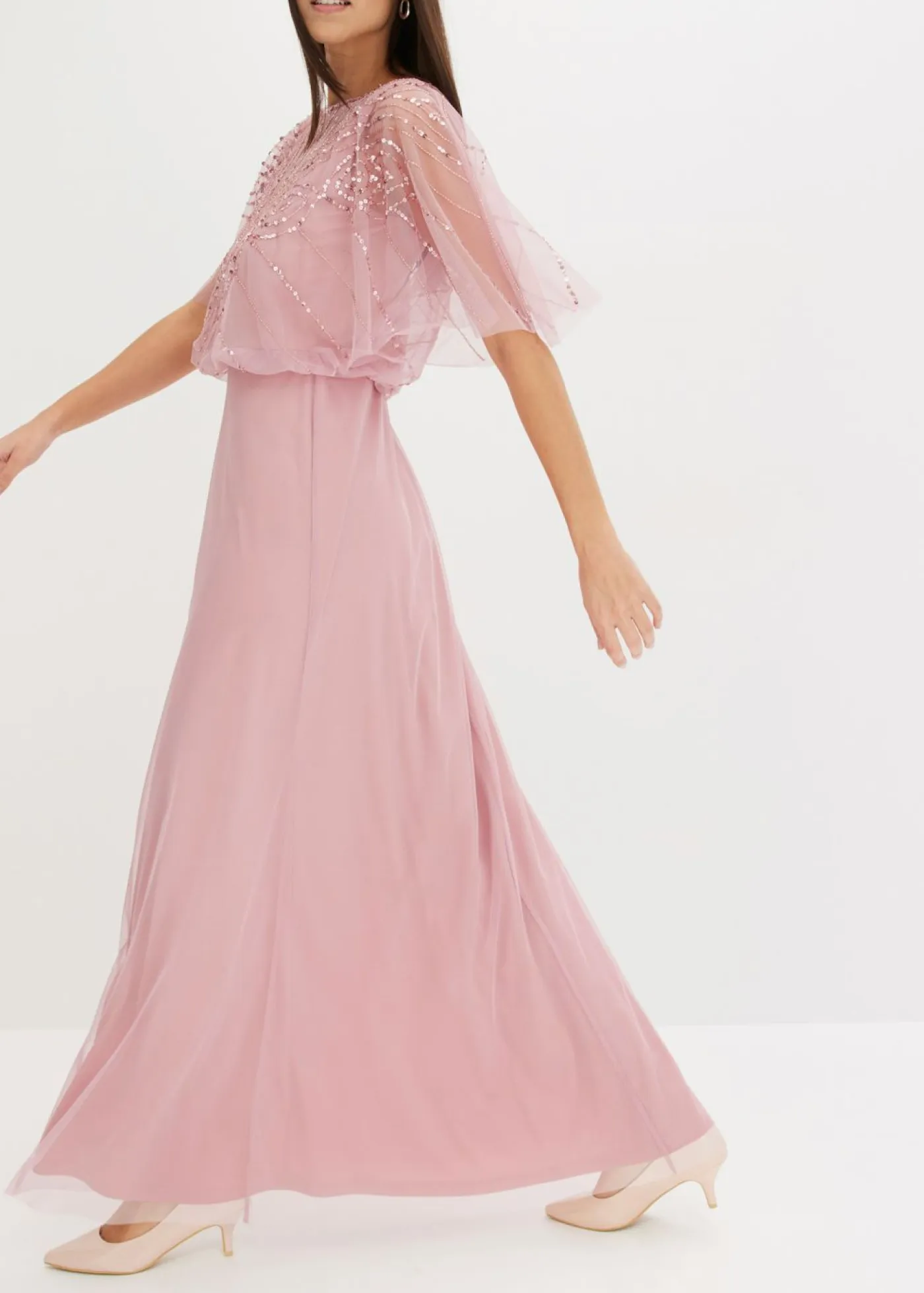 Online Vestido maxi de tul fino con bordado de lentejuelas Mujer Vestidos|Tallas Pequeñas