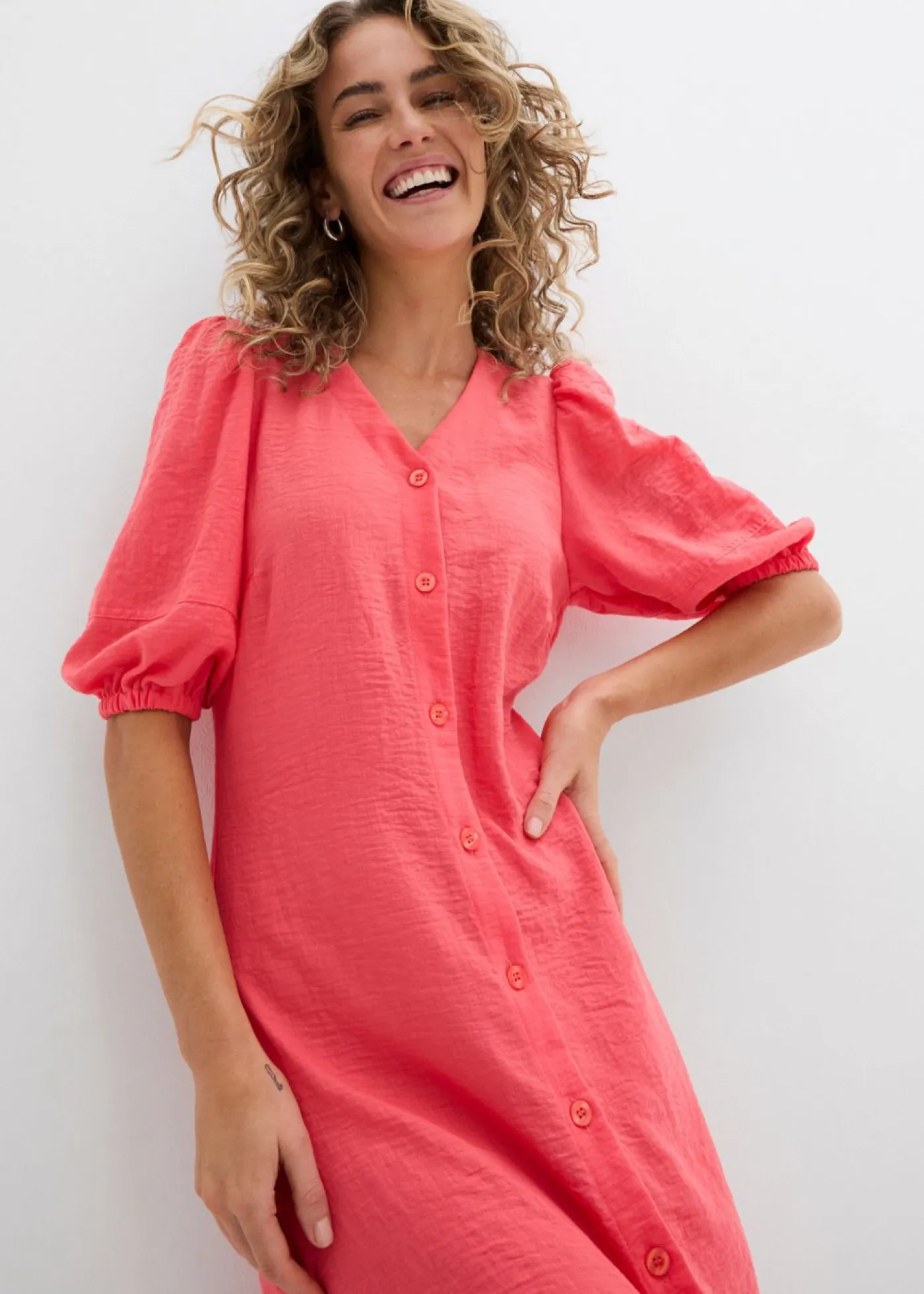Discount Vestido midi acampanado con mangas abullonadas Mujer Vestidos