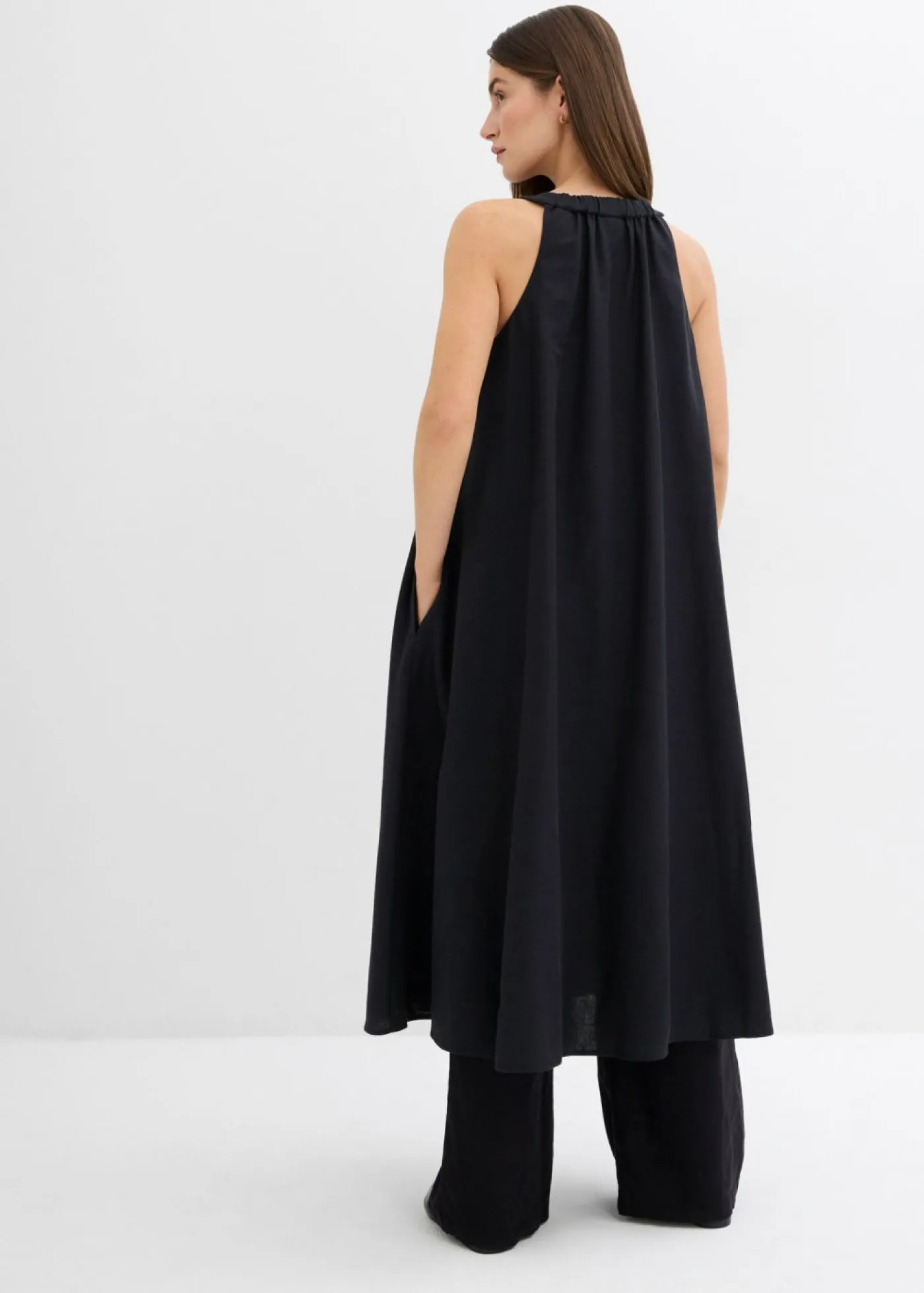 Online Vestido midi acampanado de mezcla de viscosa Mujer Esenciales|Vestidos